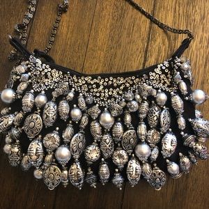 Mary Frances Black and silver beaded purse